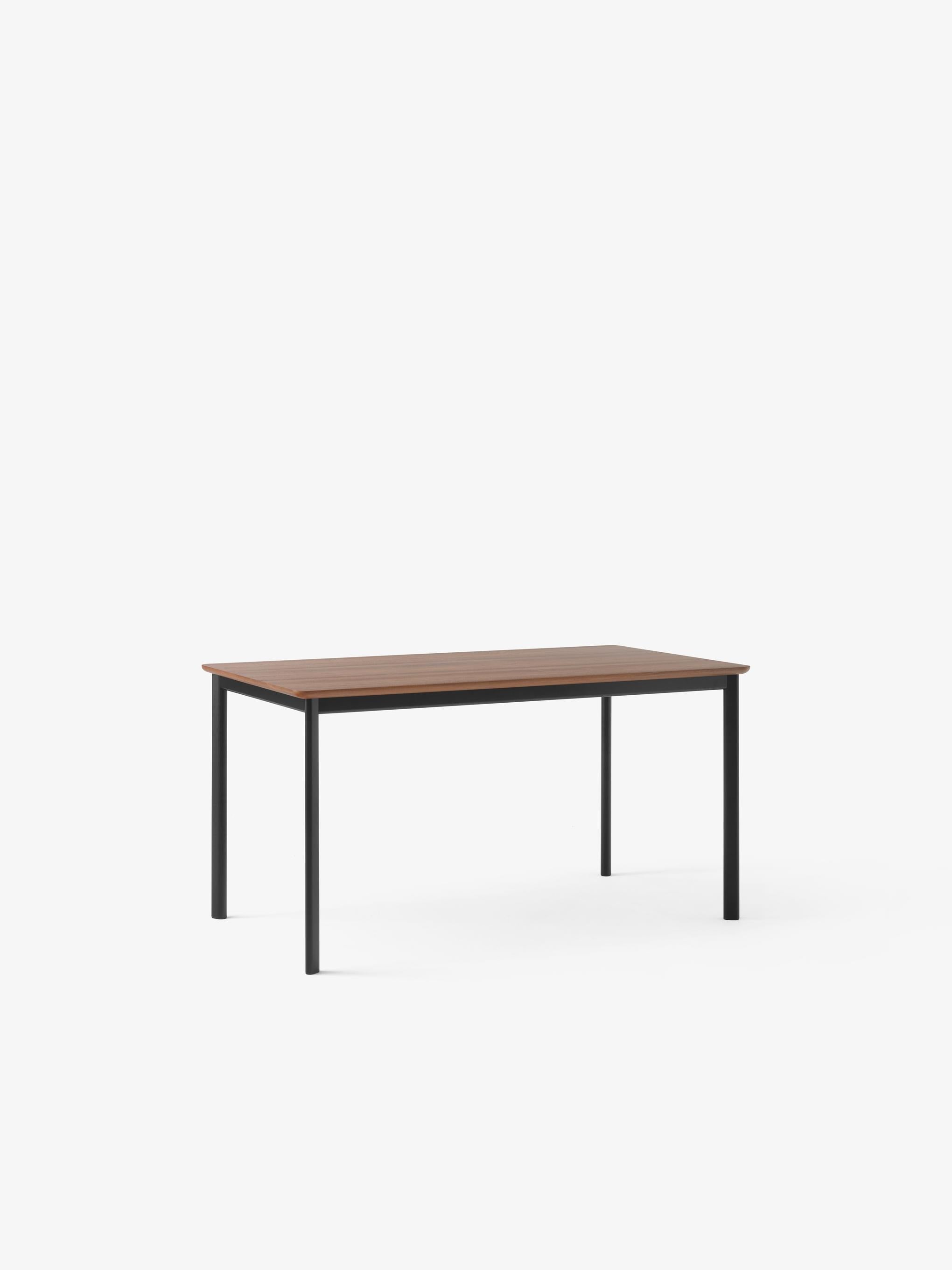 Drip Dining Table HW115 — Drip Dining Table HW115_Veneer Lacquered Walnut w. Black Frame_Angled Front