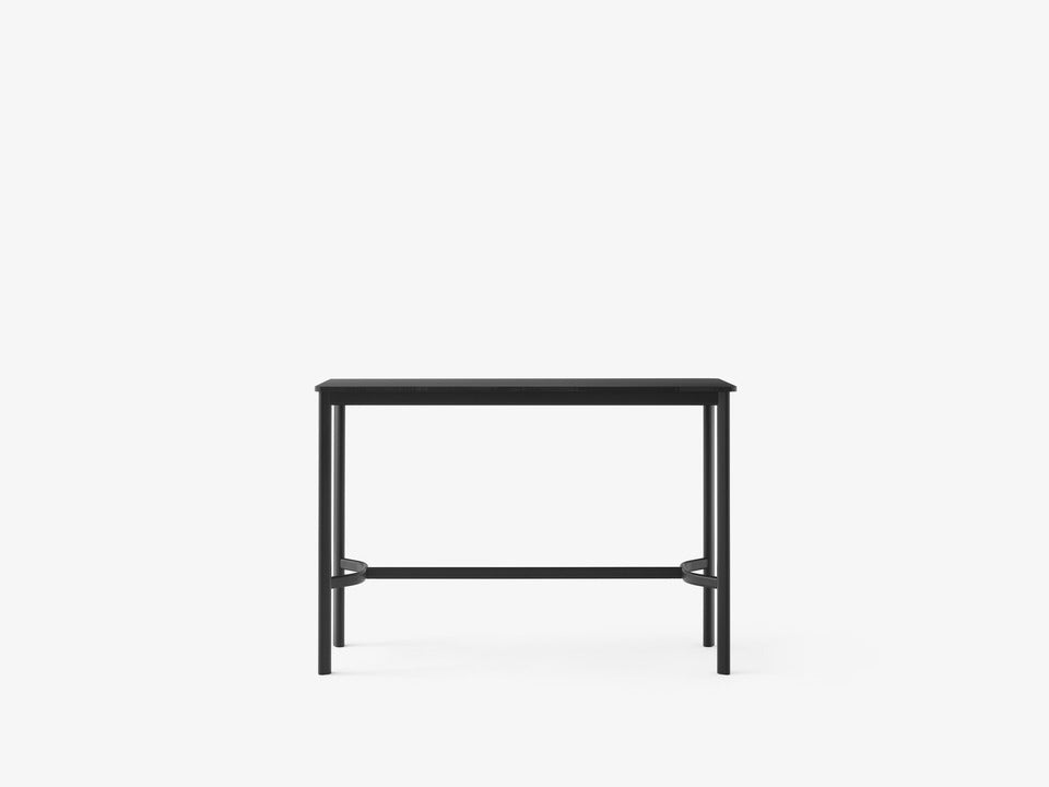 Mesa alta Drip Counter HW111 de &Tradition con estructura de aluminio y superficie de linóleo, diseño minimalista de Hee Well; Drip Counter Table HW111 — Drip HW111 Bronzed Base w. Black Fenix Nano Laminate (0720)_front; Drip Counter Table HW111 — Drip HW111 Bronzed Base w. Black Fenix Nano Laminate (0720)_side; Drip Counter Table HW111 — Drip HW111 Black Base w. Black Fenix Nano Laminate (0720)_side