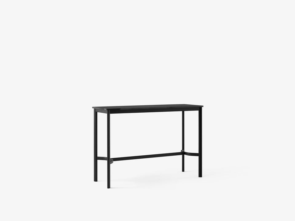 Mesa alta Drip Counter HW111 de &Tradition con estructura de aluminio y superficie de linóleo, diseño minimalista de Hee Well; Drip Counter Table HW111 — Drip HW111 Bronzed Base w. Black Fenix Nano Laminate (0720)_front; Drip Counter Table HW111 — Drip HW111 Bronzed Base w. Black Fenix Nano Laminate (0720)_side; Drip Counter Table HW111 — Drip HW111 Black Base w. Black Fenix Nano Laminate (0720)_side