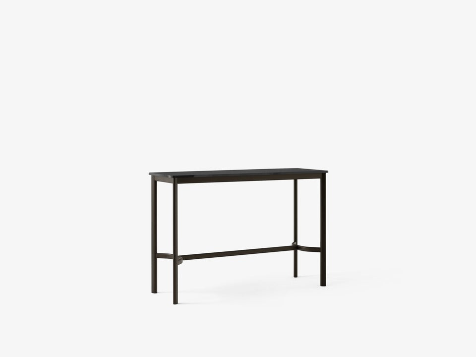 Mesa alta Drip Counter HW111 de &Tradition con estructura de aluminio y superficie de linóleo, diseño minimalista de Hee Well; Drip Counter Table HW111 — Drip HW111 Bronzed Base w. Black Fenix Nano Laminate (0720)_front; Drip Counter Table HW111 — Drip HW111 Bronzed Base w. Black Fenix Nano Laminate (0720)_side; Drip Counter Table HW111 — Drip HW111 Black Base w. Black Fenix Nano Laminate (0720)_side