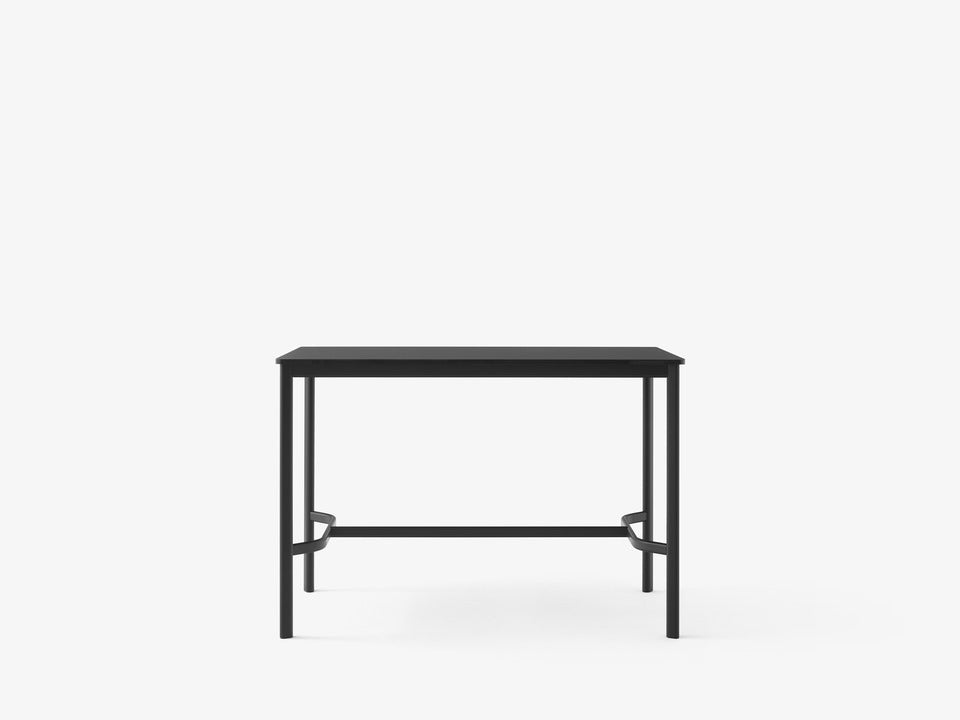 Mesa alta Drip Counter Table HW112 de &Tradition con estructura de aluminio y superficie de linóleo, diseño minimalista de He; Drip Counter Table HW112 — Drip HW112 Bronzed Base w. Black Fenix Nano Laminate (0720)_front; Drip Counter Table HW112 — Drip HW112 Bronzed Base w. Black Fenix Nano Laminate (0720)_side; Drip Counter Table HW112 — Drip HW112 Black Base w. Black Fenix Nano Laminate (0720)_side