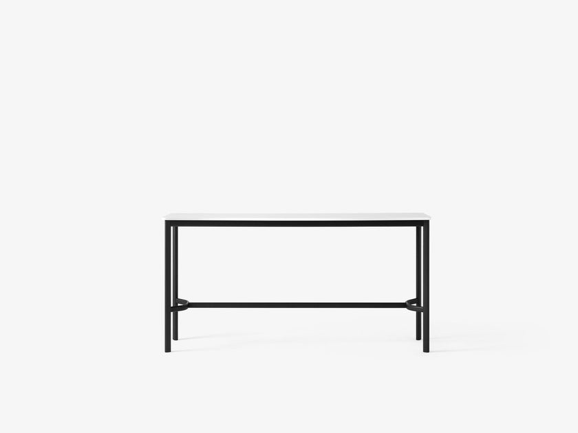 Mesa alta &Tradition Drip Counter Table HW61 de aluminio y linóleo con patas metálicas y superficie lisa de diseño contemporá; Drip Counter Table HW61 — Drip HW61_Black w. Black Fenix Nano Laminate (0720)_front view; Drip Counter Table HW61 — Drip HW61_Bronzed w. Black Fenix Nano Laminate (0720)_front view; Drip Counter Table HW61 — Drip HW61_Black w. Black Fenix Nano Laminate (0720); Drip Counter Table HW61 — Drip HW61_Bronzed w. Black Fenix Nano Laminate (0720)