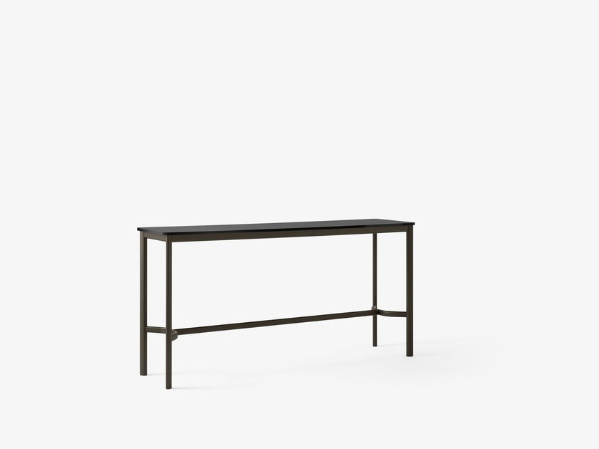 Mesa alta &Tradition Drip Counter Table HW61 de aluminio y linóleo con patas metálicas y superficie lisa de diseño contemporá; Drip Counter Table HW61 — Drip HW61_Black w. Black Fenix Nano Laminate (0720)_front view; Drip Counter Table HW61 — Drip HW61_Bronzed w. Black Fenix Nano Laminate (0720)_front view; Drip Counter Table HW61 — Drip HW61_Black w. Black Fenix Nano Laminate (0720); Drip Counter Table HW61 — Drip HW61_Bronzed w. Black Fenix Nano Laminate (0720)