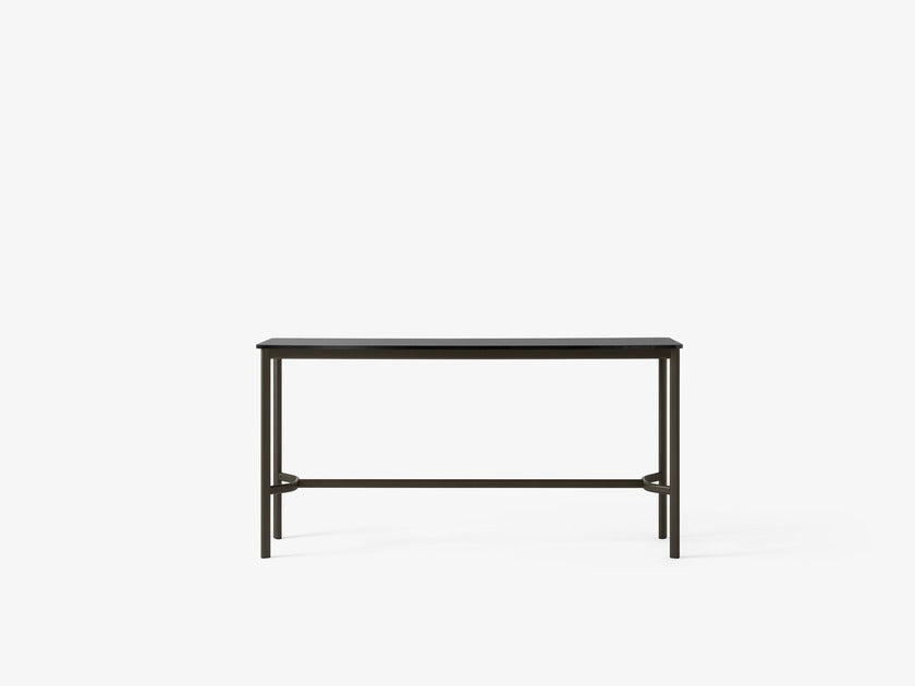 Mesa alta &Tradition Drip Counter Table HW61 de aluminio y linóleo con patas metálicas y superficie lisa de diseño contemporá; Drip Counter Table HW61 — Drip HW61_Black w. Black Fenix Nano Laminate (0720)_front view; Drip Counter Table HW61 — Drip HW61_Bronzed w. Black Fenix Nano Laminate (0720)_front view; Drip Counter Table HW61 — Drip HW61_Black w. Black Fenix Nano Laminate (0720); Drip Counter Table HW61 — Drip HW61_Bronzed w. Black Fenix Nano Laminate (0720)