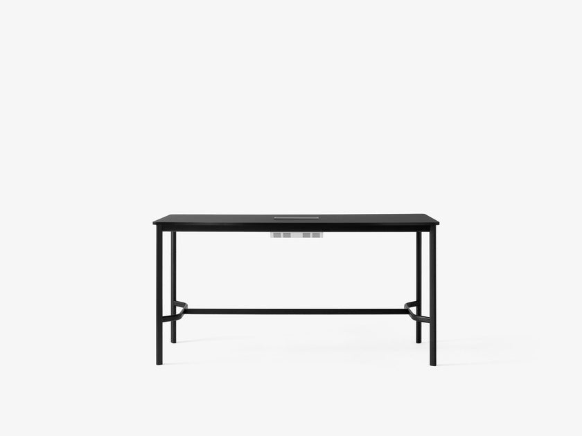 Drip Counter Table HW62 — Drip HW62_Black w. Black Fenix Nano Laminate (0720)_w. Cable Pit_front view