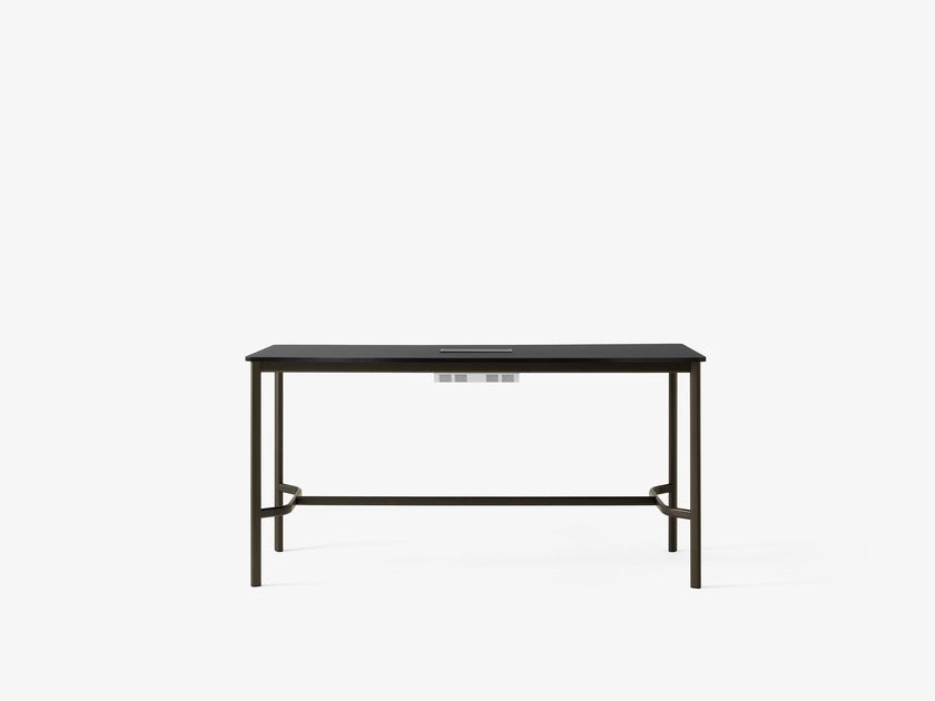 Drip Counter Table HW62 — Drip HW62_Bronzed w. Black Fenix Nano Laminate (0720)_w. Cable Pit_front view