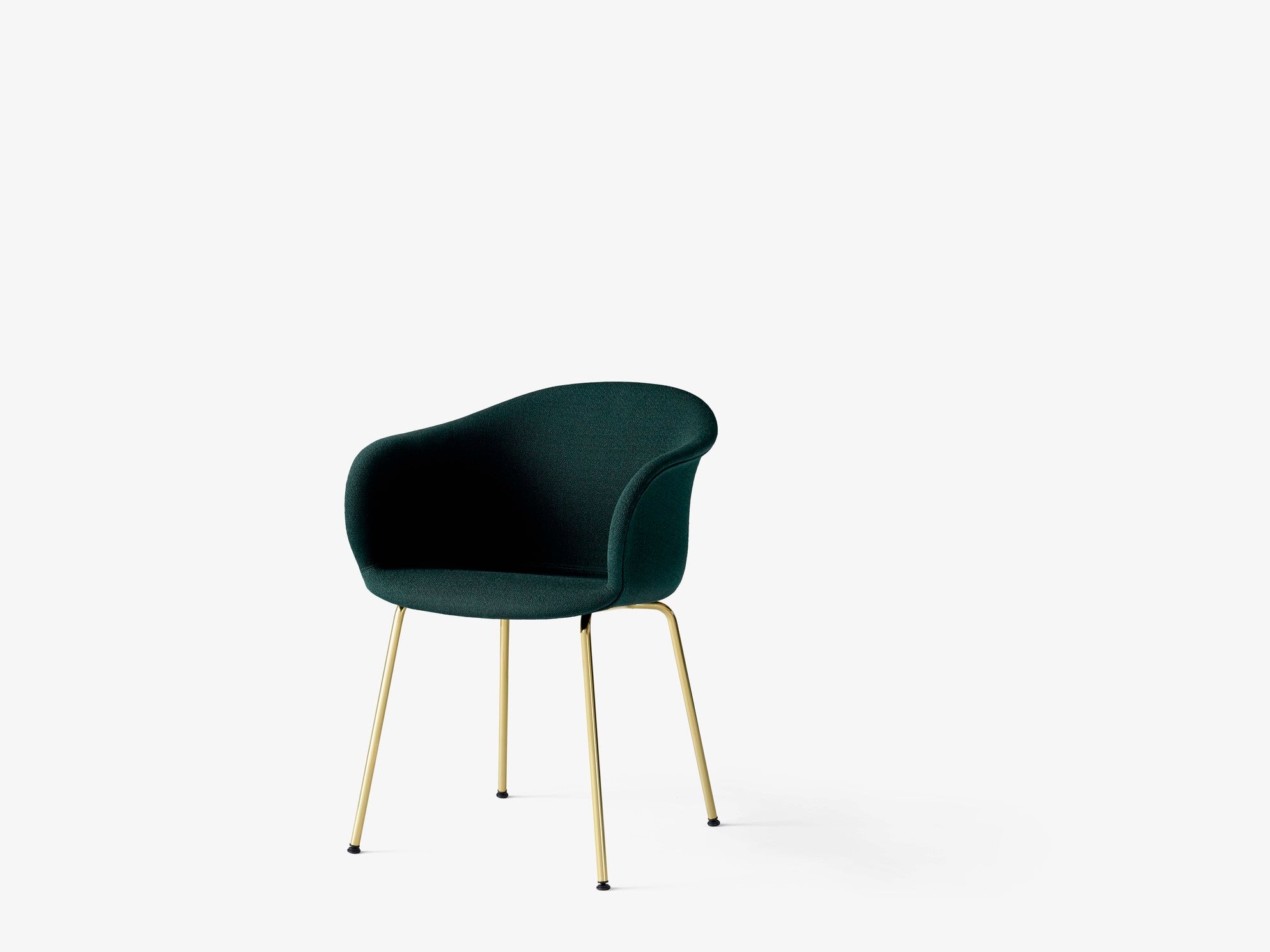 Sillón tapizado Elefy JH29 de &Tradition diseñado por Jaime Hayon con base de tubo de acero y tapicería contemporánea; Elefy Armchair JH29 — Elefy JH29_Vidar 472 _ Brass; Elefy Armchair JH29 — Elefy JH29_ Noble_Cognac_Leather_ Black ; Elefy Armchair JH29 — Elefy JH29_Remix 123 _ Black 