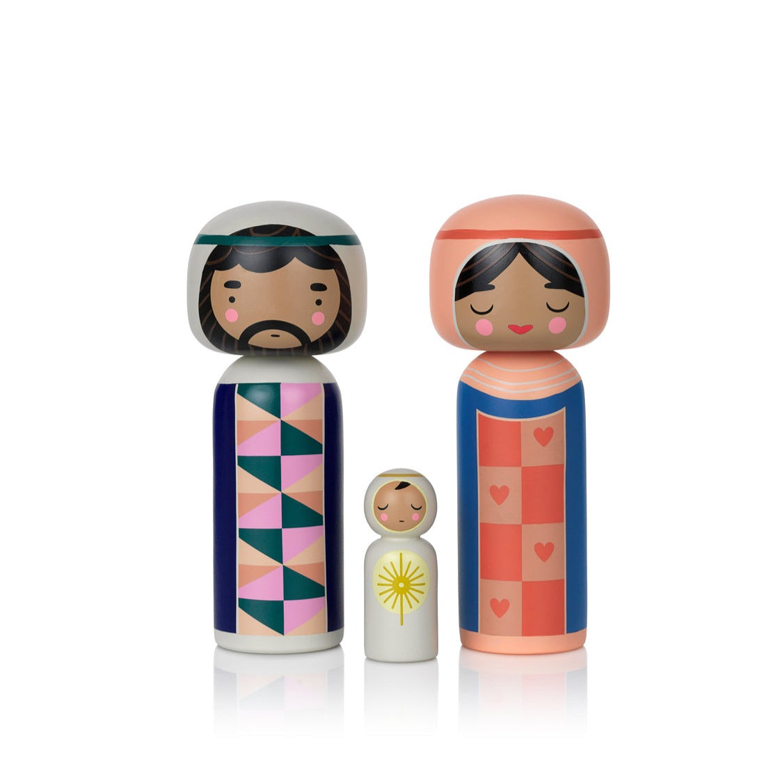 Figuras de madera de navidad virgen Maria, San José y el niño Jesús